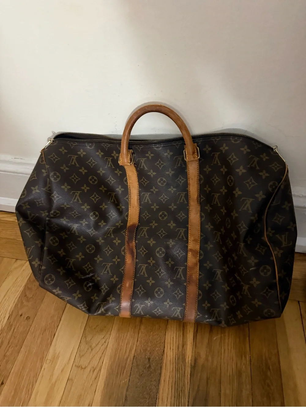 Louis Vuitton Monogram Canvas Duffel with Tan Leather Handles
